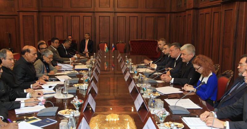 File:Indian delegation led by the Union Home Minister, Shri Rajnath Singh holding a bilateral meeting with Russian delegation led by the Minister for Internal Affairs of the Russian Federation, Mr. Vladimir Kolokolstsev, in Moscow.jpg